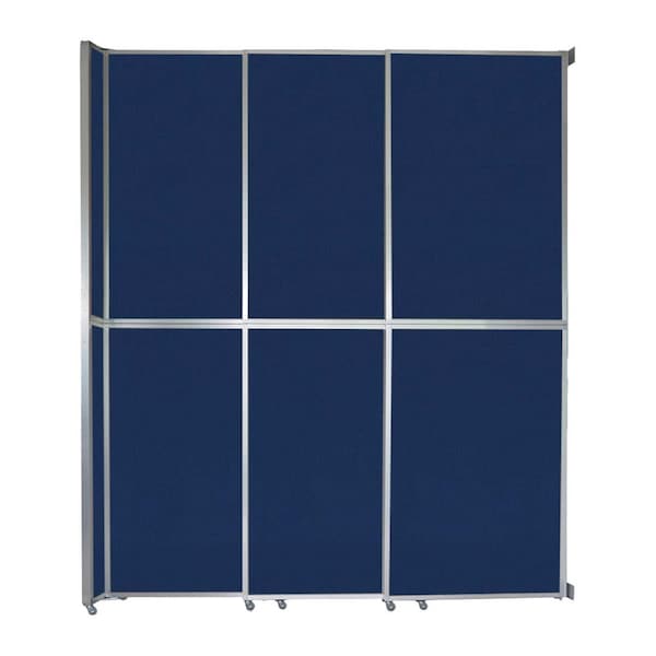 Operable Wall Sliding Room Divider 9'9" x 12'3" Navy Blue Fabric